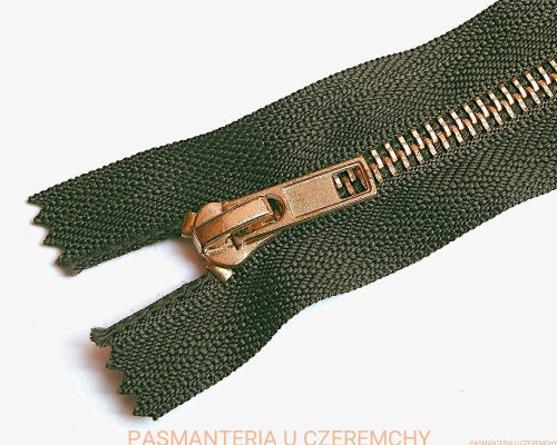 zamek 18 cm ciemnooliwkowy metalowy VT10 mosiądz