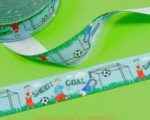 tasiemka 25 mm z nadrukiem - motyw piłkarski