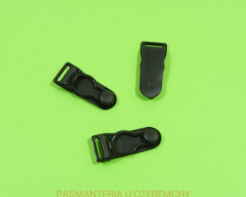 żabka do zapinania pończoch czarna metalowa