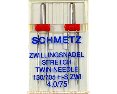 zestaw 2 igieł Schmetz do dzianin typu "stretch" podwójnych 4 mm/75