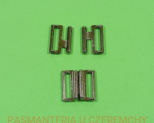 zapięcie metalowe 13 mm - kolor grafitowy /klamerka, klamra, do biustonosza, stroju, bieliźniarskie, czarny nikiel/ 