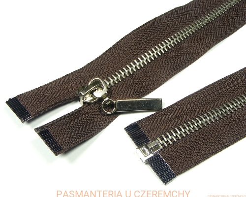 zamek 65 cm ciemnobrązowy rozdzielczy metalowy VT10 nikiel