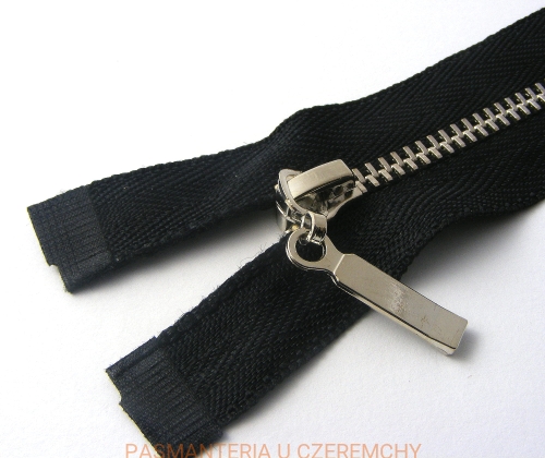 zamek rozdzielczy metalowy /nikiel/ 60 cm/4 mm czarny