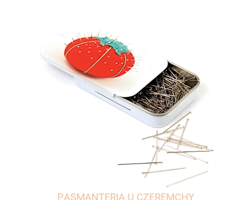 szpilki 30 mm z główką metalową w pudełku - pomidorek