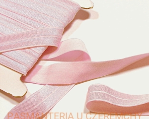 guma łamana 20 mm jasnoróżowa - opak. 25 mb /lamówka elastyczna różowa, lamówka gumowa/  