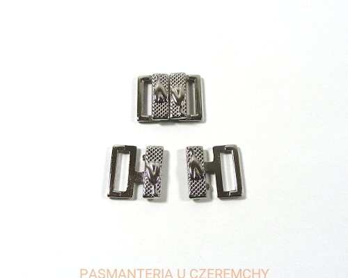 zapięcie metalowe 14 mm do stroju kąpielowego, kolor srebrny