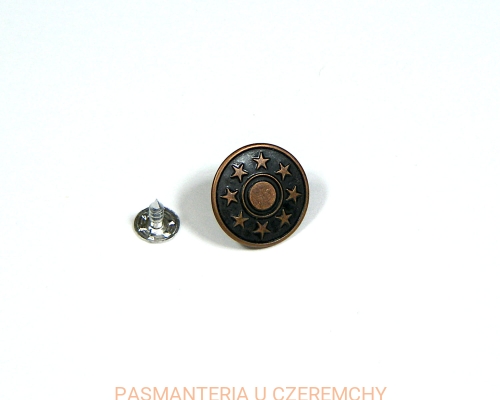 guziki do nabijania 20 mm - gwiazdki, miedź oksydowana