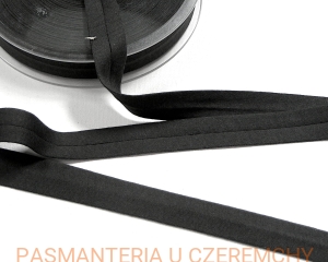 lamówka 18 mm czarna z jerseyu bawełnianego - zaprasowana /dzianinowa, jerseyowa/
