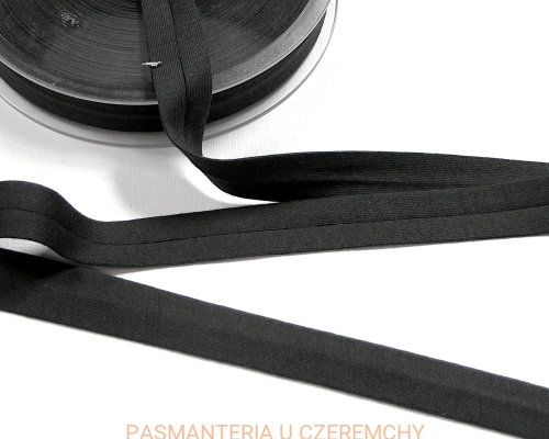 lamówka 18 mm czarna z jerseyu bawełnianego - zaprasowana