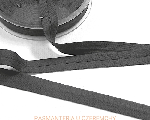 lamówka 18 mm ciemnoszara z jerseyu bawełnianego - zaprasowana