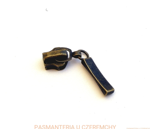 suwak zamkowy do zamków spiralnych rozm. 5 - mosiądz oksydowany