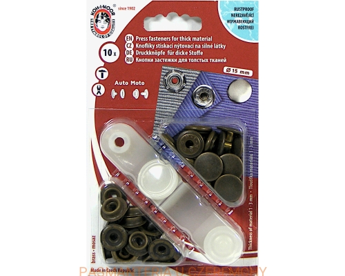 napy metalowe 15 mm mosiądz oksydowany do nabijania Auto Moto Koh-I-Noor