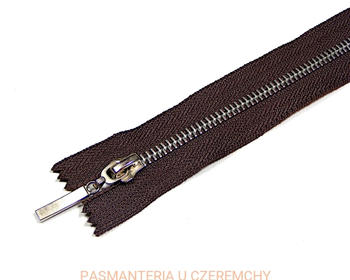 zamek 16 cm brązowy nierozdzielczy metalowy VT10, nikiel