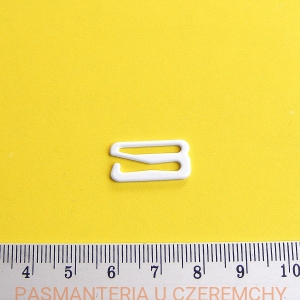 zaczep do ramiączka 15 mm biały metalowy  /do muszki/