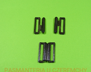 zapięcie metalowe 18 mm - kolor grafitowy /czarny nikiel, bieliźniarskie, do stroju, biustonosza, klamerka, klamra/   
