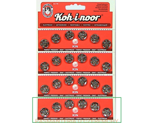 zatrzaski metalowe 14 mm/rozm. 5 kolor srebrny Koh-I-Noor