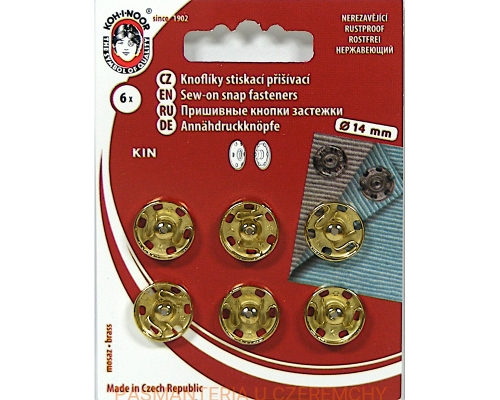 zatrzaski metalowe 14 mm/rozm. 5 kolor złoty Koh-I-Noor