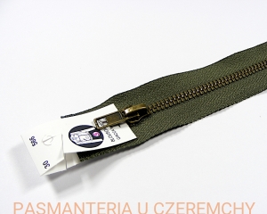 zamek 30 cm khaki rozdzielczy metalowy VT10 mosiądz oksydowany /zielony/