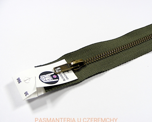 zamek 30 cm khaki rozdzielczy metalowy VT10 mosiądz oksydowany