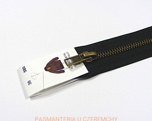 zamek 30 cm czarny rozdzielczy metalowy VT10 mosiądz oksydowany