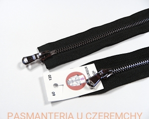 zamek 60 cm czarny rozdzielczy dwusuwakowy metalowy VT10 nikiel