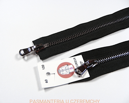 zamek 60 cm czarny rozdzielczy dwusuwakowy metalowy VT10 nikiel