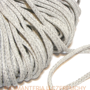 wyprzedaż końcowa - 9,70 mb /7,60 m + 2,10 m/ - sznurek odzieżowy bawełniany 5 mm - jasny szary melanż