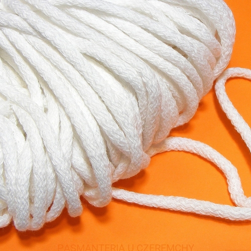 sznurek odzieżowy bawełniany 5 mm biały
