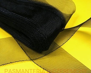 resztka - 8 m - taśma krynolinowa 80 mm czarna z nitką ściągającą /krynolina/