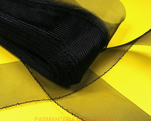 taśma krynolinowa 80 mm czarna z nitką ściągającą (krynolina)