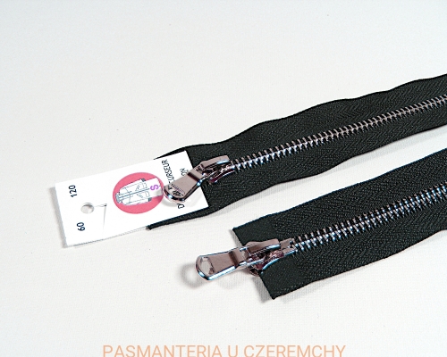 zamek 60 cm czarny rozdzielczy dwusuwakowy metalowy VT10 nikiel