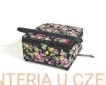 koszyk na przybory do szycia - czarny w kwiaty