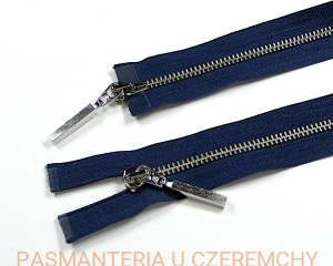 zamek 110 cm granatowy rozdzielczy dwusuwakowy metalowy VT10 nikiel /srebrny/