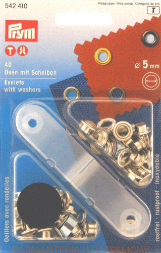 oczka - nity oczkowe PRYM 542 410 5 mm srebrne