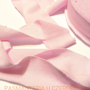 lamówka 35 mm jasnoróżowa z dzianiny bawełnianej - ściągacza niezaprasowana /dzianinowa, ściągaczowa, różowa/