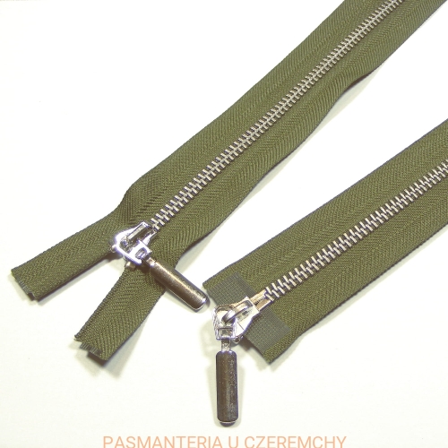 zamek 85 cm khaki ALPHA rozdzielczy dwusuwakowy metalowy VT10, nikiel 