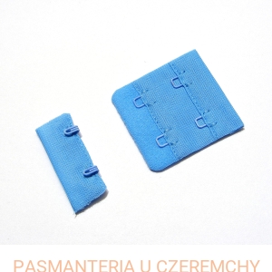 zapięcie do biustonosza /do stanika, bieliźniarskie, haftki/, 2 haftki w 2 rzędach, niebieskie