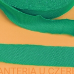 lamówka 35 mm szmaragdowa z dzianiny bawełnianej - ściągacza niezaprasowana /dzianinowa, ściągaczowa, zielona/