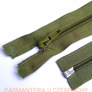 zamek 80 cm khaki rozdzielczy plastikowy spirala rozm. 5 /zielony/