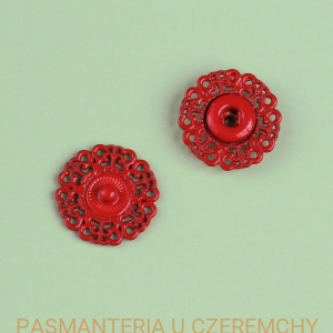 zatrzaski metalowe 21 mm ażurowe lakierowane - czerwone