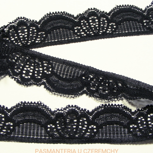 koronka elastyczna 30 mm czarna
