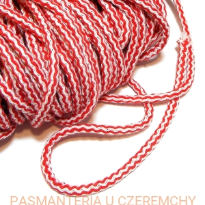 sznurek odzieżowy bawełniany 5 mm - biało-czerwony