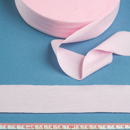 lamówka 35 mm jasnoróżowa z jerseyu bawełnianego niezaprasowana /dzianinowa, jerseyowa, różowa/ 