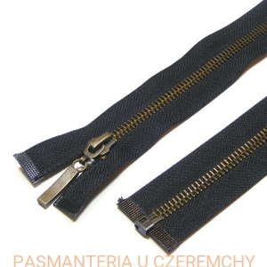 zamek 80 cm czarny rozdzielczy metalowy VT10, mosiądz oksydowany