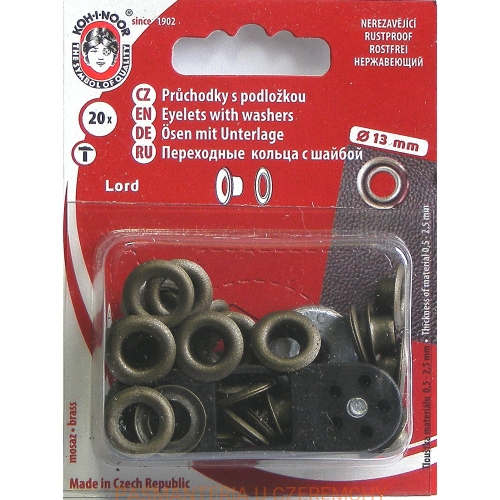 oczka - nity oczkowe Lord /Koh-I-Noor/ 7 mm mosiądz oksydowany