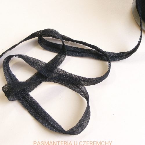 taśma flizelinowa do szwów z nitką czarna 12 mm /szewband, taśma formująca/ 