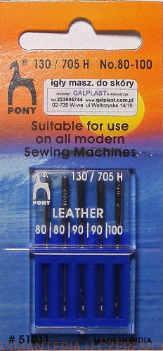 zestaw igieł PONY do szycia skór 