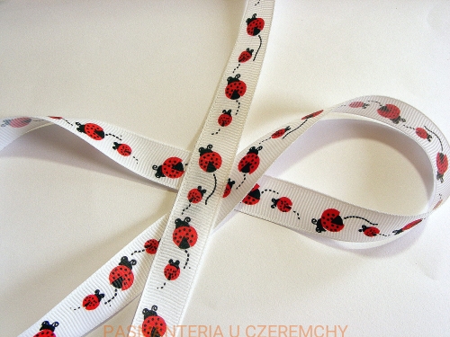 tasiemka /wstążka/ rypsowa drukowana /15 mm/ - biedronki
