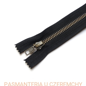 zamek 16 cm czarny metalowy nierozdzielczy  VT10 mosiądz oksydowany