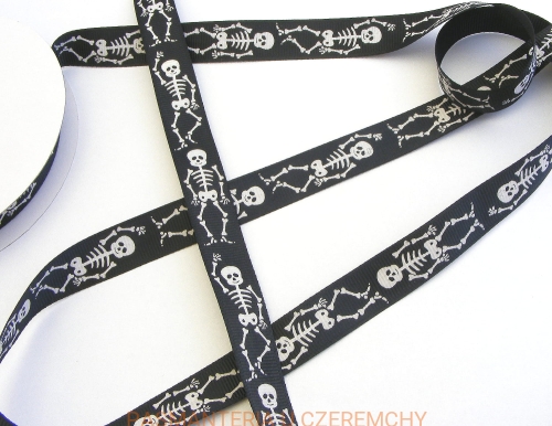 tasiemka /wstążka/ rypsowa drukowana /15 mm/ - szkielety